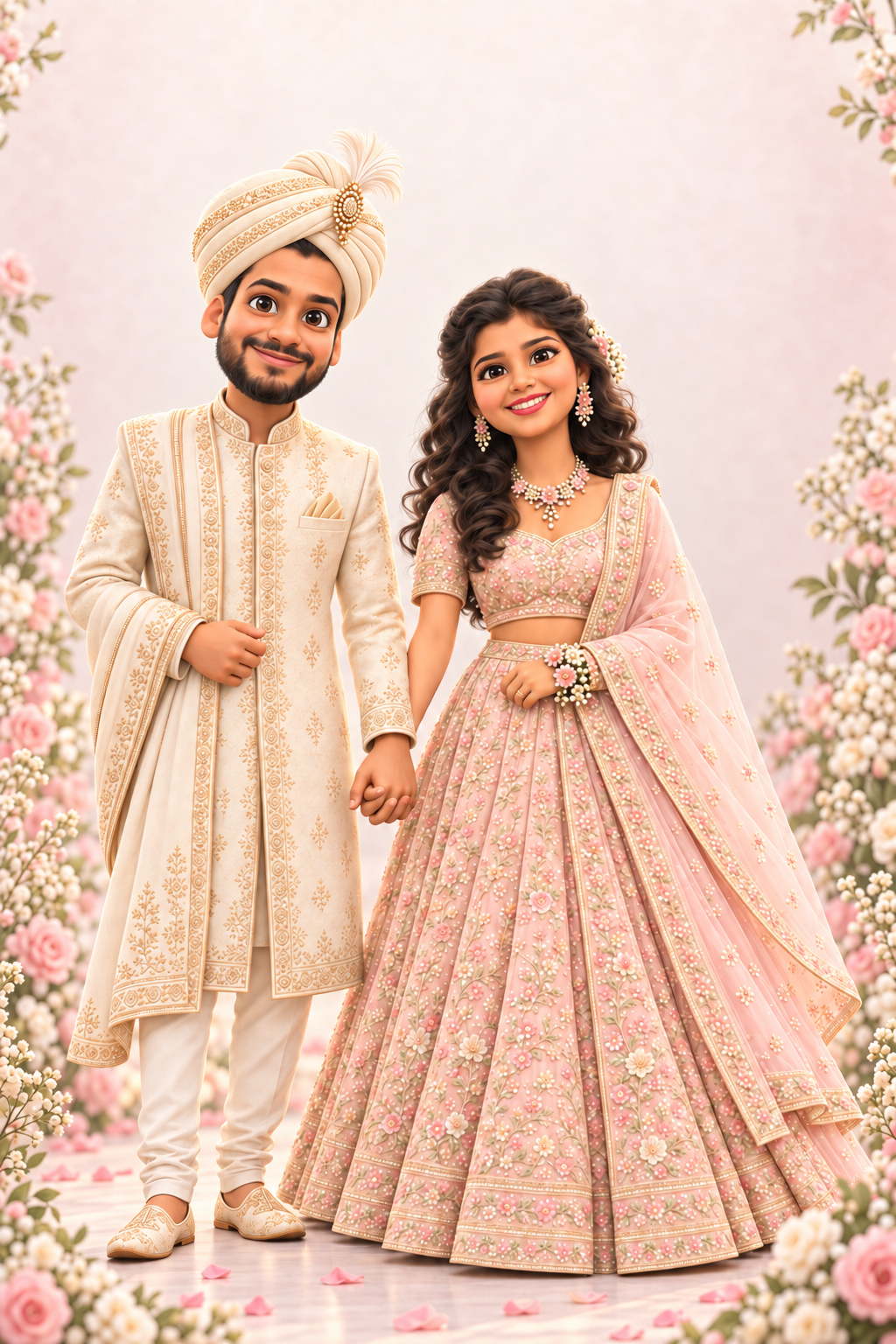 Wedding caricature of Uzma Zafar and Shahzad Khan